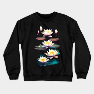 White water lilies magic night Crewneck Sweatshirt